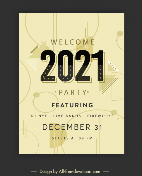 2021 plantilla de póster de fiesta classica decoración geométrica