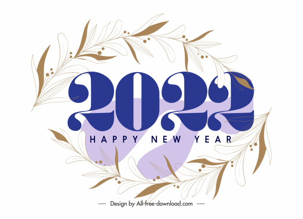 2022 Kalender Abdeckung Vorlage elegante Blätter helles Dekor