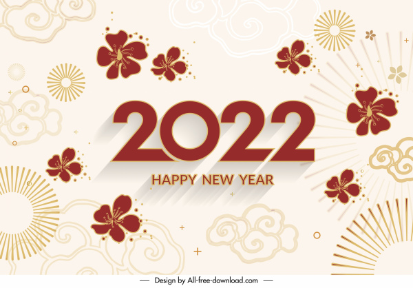 Template sampul kalender 2022 dekorasi oriental yang elegan