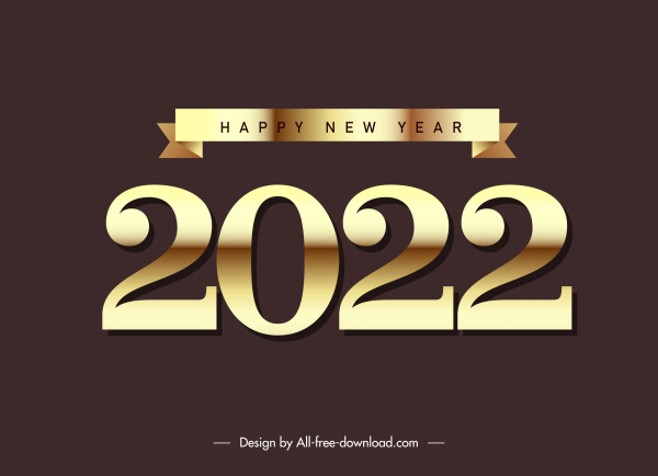 Elemen dekorasi kalender 2022 mengkilapkan pita angka emas