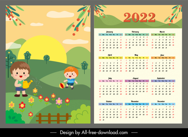 Free 2022 Cartoon Calendar 2022 Calendar Template Childhood Theme Cartoon Design-Vector Misc-Free  Vector Free Download