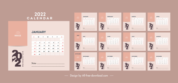 2022 Calendar Template Simple Plain Decor Vector Misc Free Vector Free Download