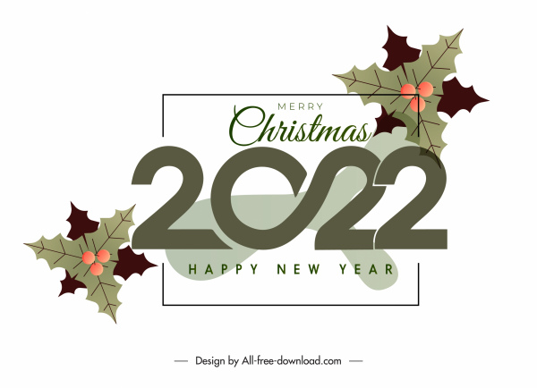 Capa de cartão de saudação 2022 elegante deixa decoração de números