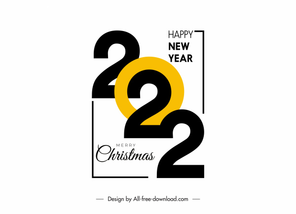 2022 년 인사말 포스터 템플릿 콘트라스트 디자인 번호 장식