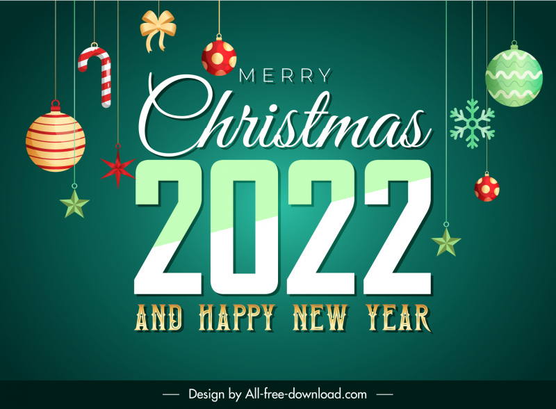 2022 Selamat Tahun Baru Selamat Natal menggantung hiasan template spanduk