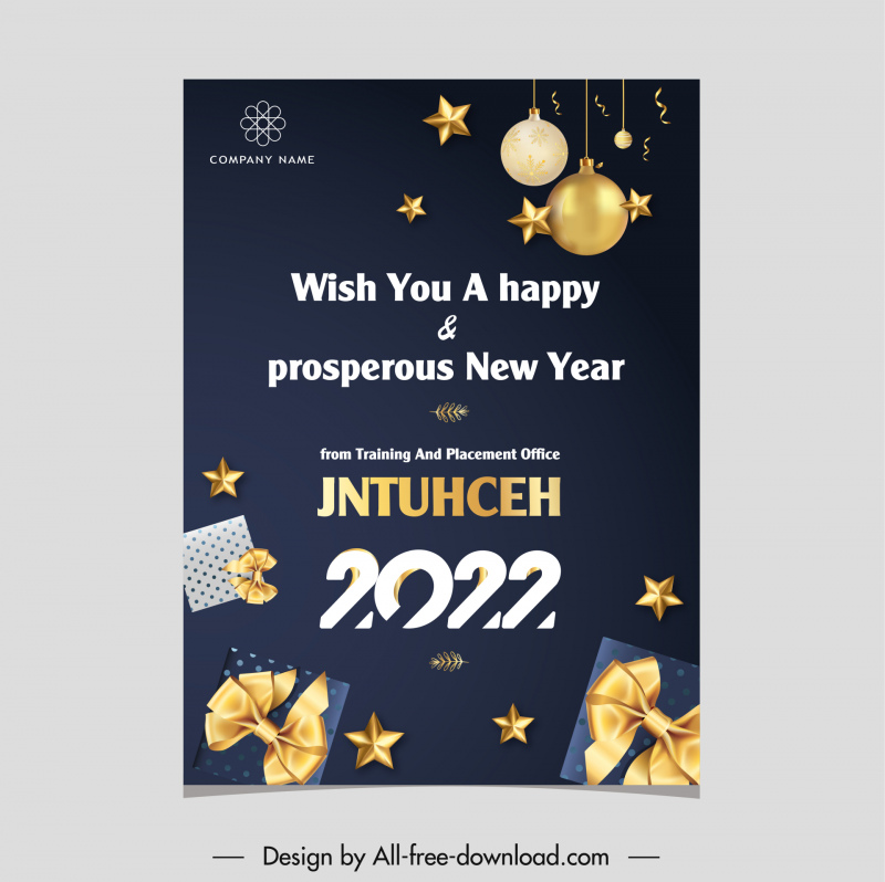 2022 yeni yıl dilekleri afiş zarif lüks baubles dekor