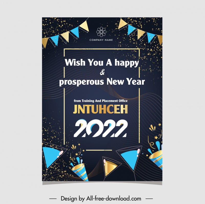 Plantilla de póster de deseos de año nuevo 2022 decoración dinámica de lujo