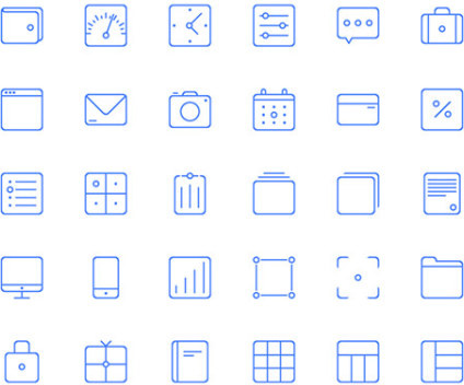 30 ícones de tipo de linha azul vector
