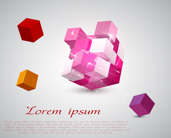 3D kubus abstrak vektor ilustrasi