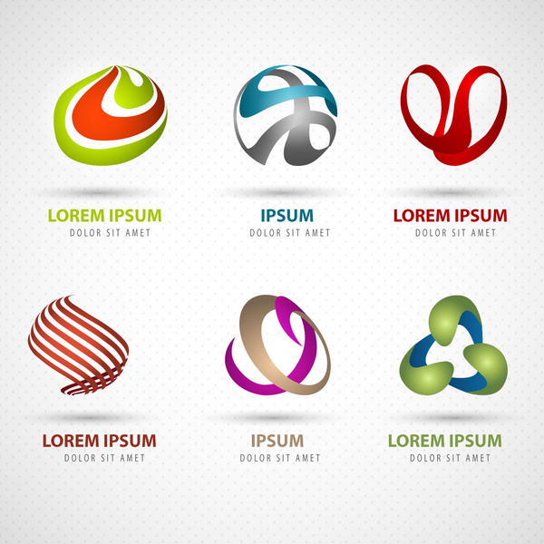coleção de elementos de design de logotipo abstrato 3D