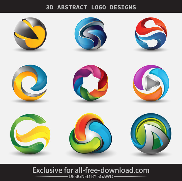 3D soyut logo tasarımları