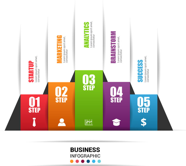 3D-Geschäft-Infografik-Vektor-Illustration mit vertikalen Registerkarten