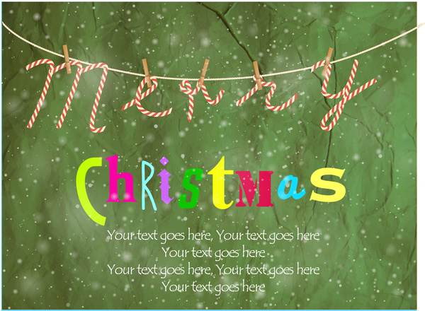 3D-Рождественская открытка с висячими буквы на линии