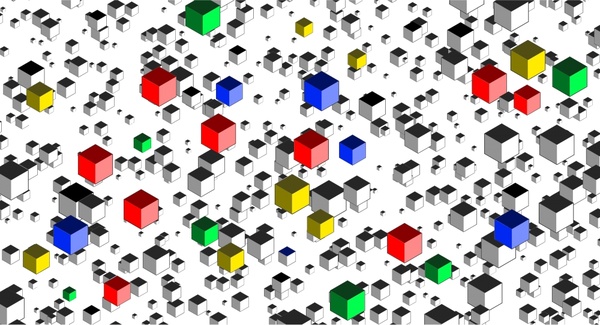 3d 彩色立方體背景向量插圖