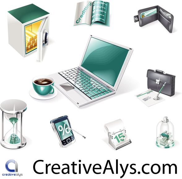 ícones de financeiro e de negócios web 3D