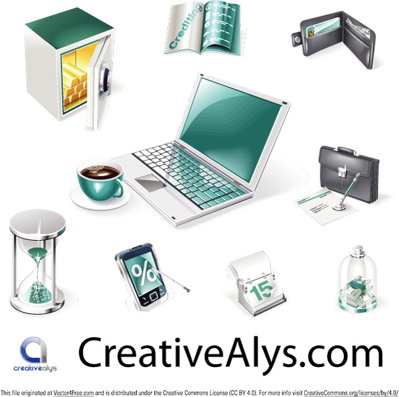 ícones de financeiro e de negócios web 3D