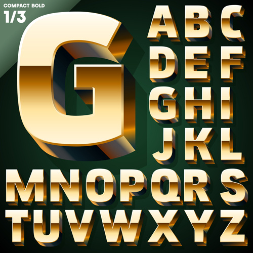 3D emas alfabet vektor grafis