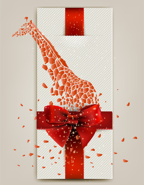 3d ilustracion del diseño de la tarjeta con la voladura de la jirafa