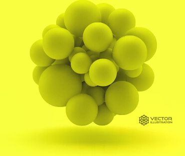 3D molekul bola ilustrasi vektor latar belakang