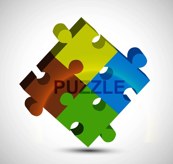 3D puzzle colorido brilhante vector design