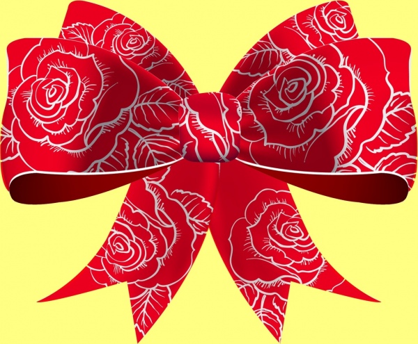 3d icono de decoracion de lazo rojo patron de flores