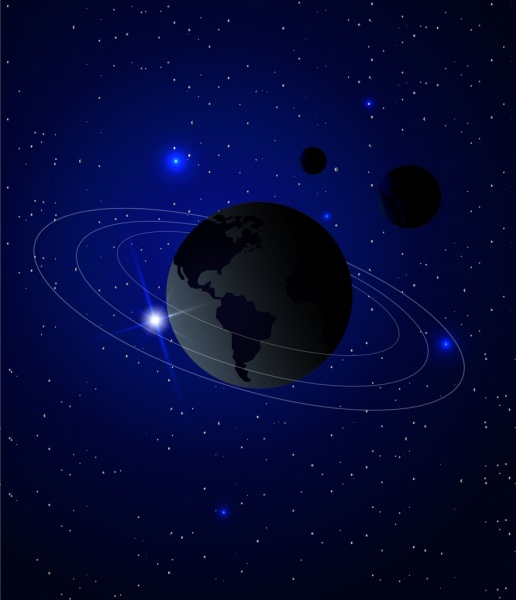 órbita de la tierra del fondo del espacio 3D estrellas decoración