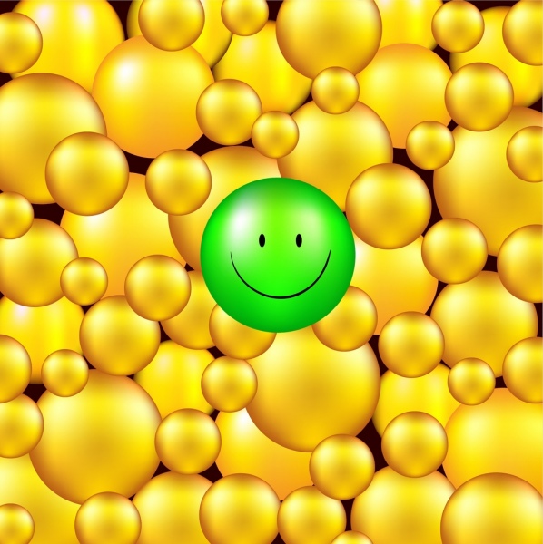 3D gelbe Kreise Hintergrund emotionale Symbol Dekor