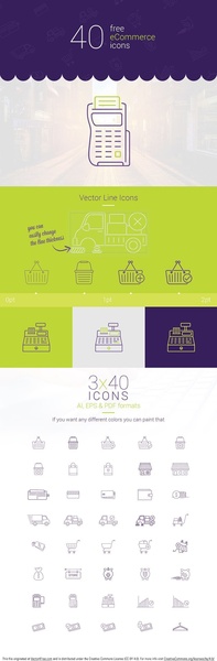 40 ícones de vetor livre comércio eletrônico