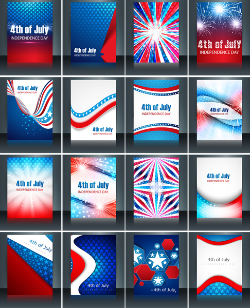 4 de julho americano dia de independência coleção cartão celebração conjunto modelo brochura apresentação vector