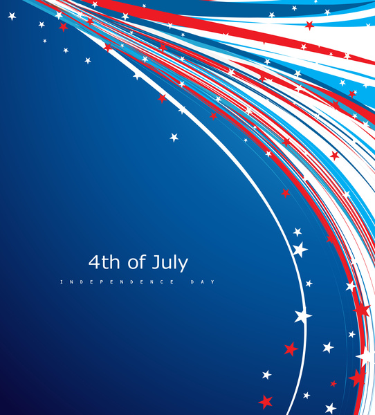 第四七月美国独立日国旗创意线庆祝浪潮设计