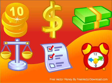 6 iconos de dinero vector gratis