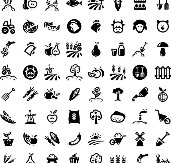 conjunto de iconos de 64 tipo granja