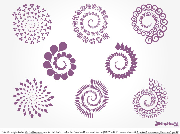 8 spirales abstraites élément de design