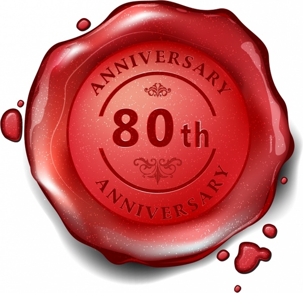 Selo de cera vermelha do 80º aniversário