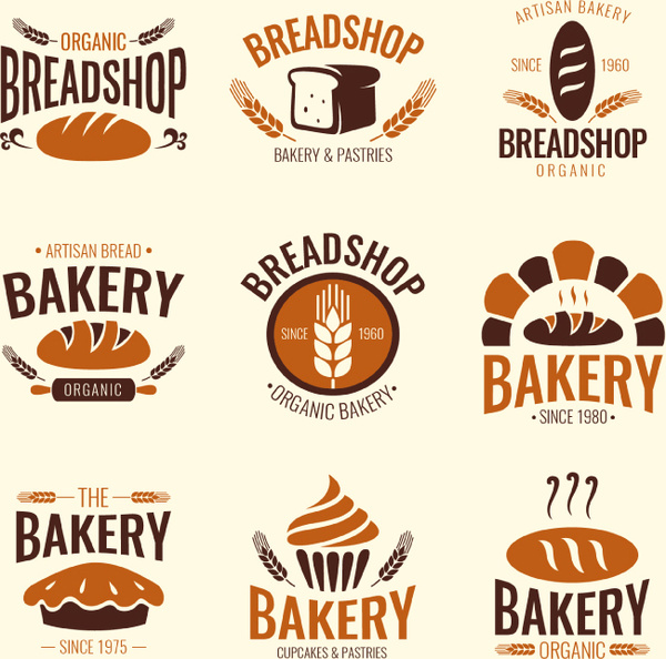 9 Bread Shop Label Vector