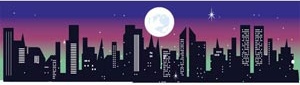 Una hermosa vista de noche de silueta edificio vector Illustration