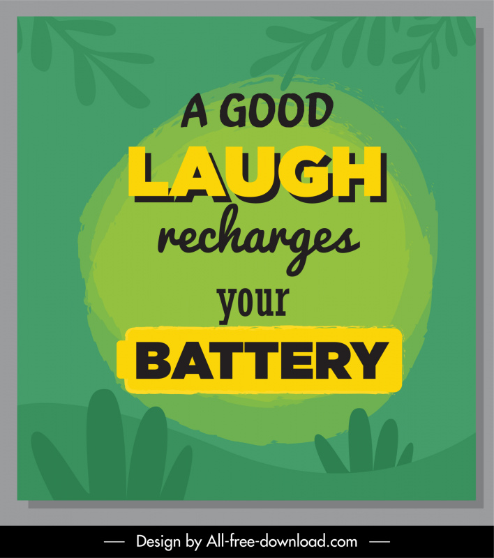 Ein gutes Lachen lädt Ihre Batterie auf Zitat Bunte Poster-Typografie-Vorlage