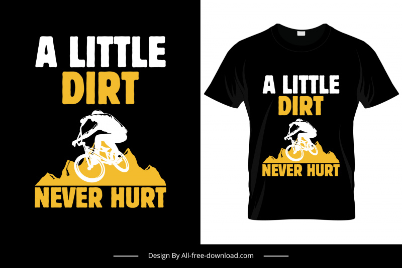 немного грязи никогда не повредит цитата футболка шаблон динамический силуэт велосипед велосипедист эскиз