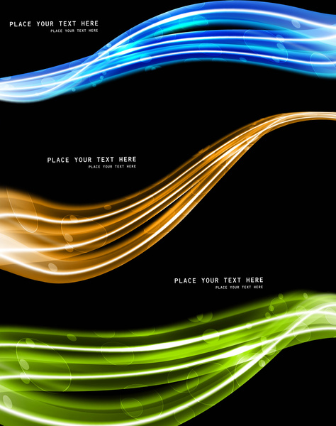 Desain vektor abstrak latar belakang hitam warna-warni gelombang