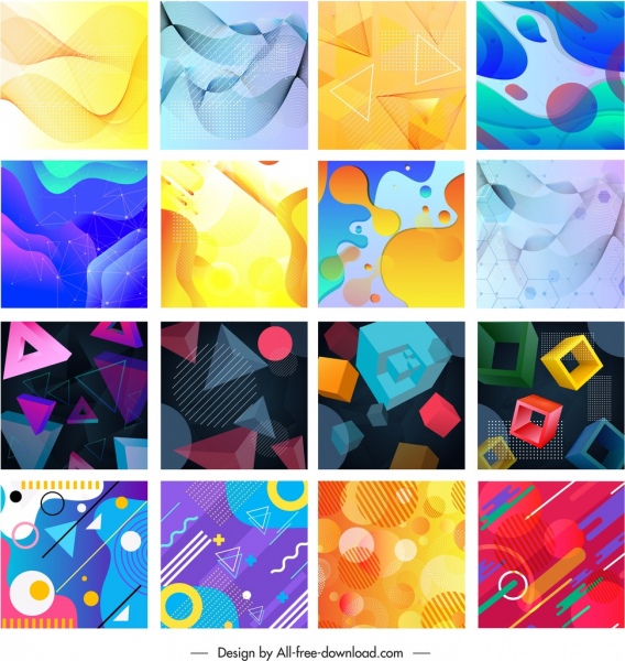 абстрактный фон коллекция красочный динамический плоский 3d эскиз