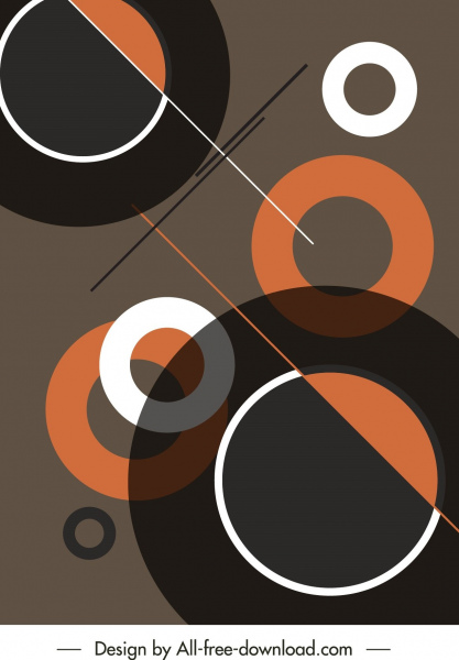 círculos geométricos de fundo abstrato esboço colorido escuro