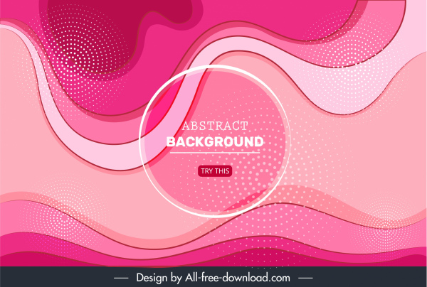 plantilla de fondo abstracto rosa curvas dinámicas círculos decoración