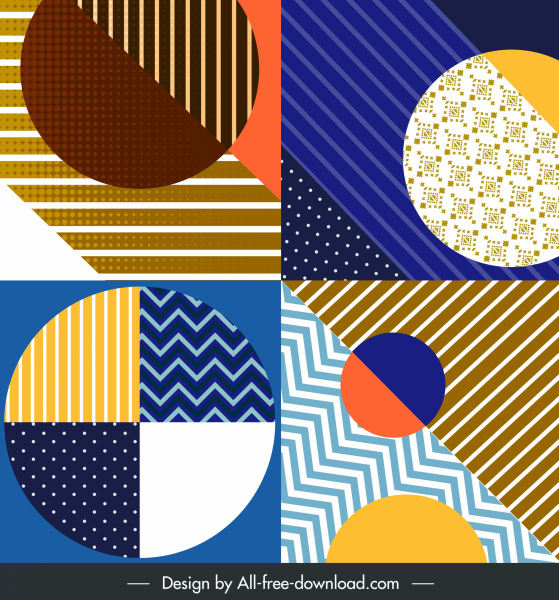 抽象背景範本五顏六色的扁平圓圈裝飾