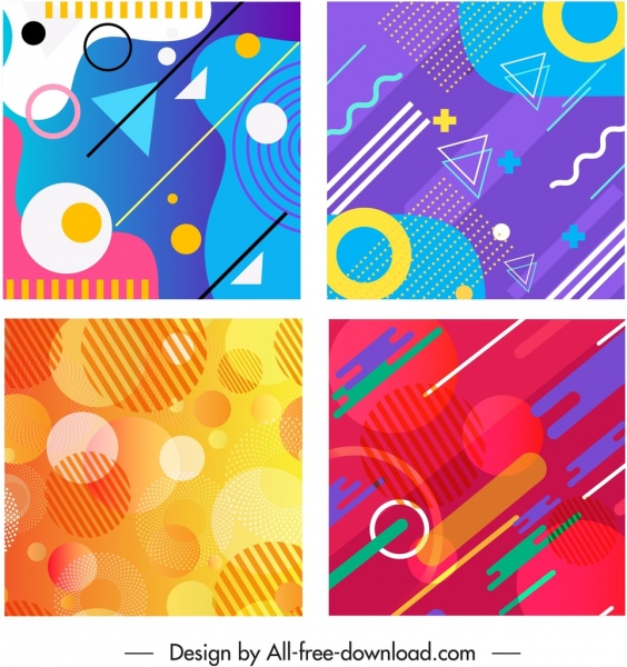 template latar belakang abstrak dekorasi geometris datar berwarna-warni -2