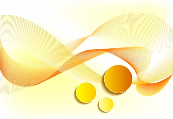 Desain abstrak latar belakang kuning melengkung garis lingkaran dekorasi