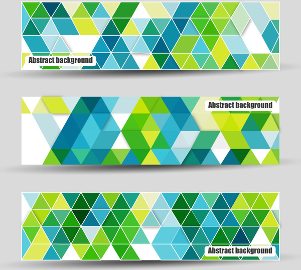 Desain banner abstrak dengan latar belakang geometris warna-warni
