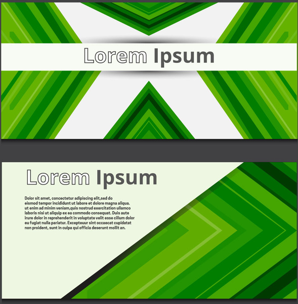 Banner abstrak set desain dengan kesesatan hijau latar belakang