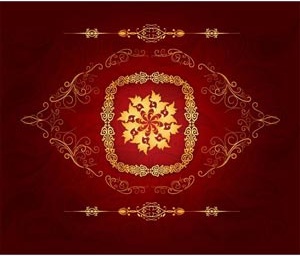 Abstract Beauitufl Red Card Antique Floral Art Design Title Template Vector