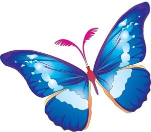خلاصة فراشة لامعة زرقاء جميلة تصميم الرسم التوضيحي خال من الحشرات