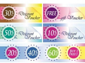 Abstract Beautiful Discount Voucher Set With Price Tag Vector Banner Set